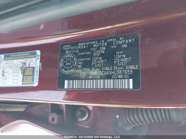 KM8J3CA4XHU387655 Hyundai Tucson Limited/sport And Eco/se