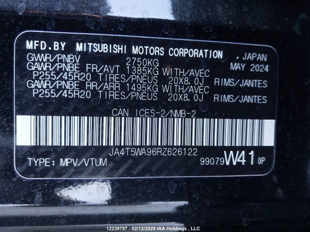 JA4T5WA96RZ626122 Mitsubishi s91-ya1