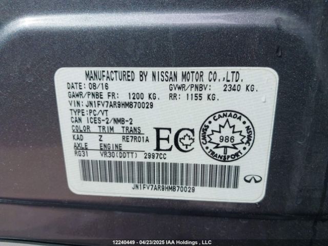 JN1FV7AR9HM870029 Infiniti Q50