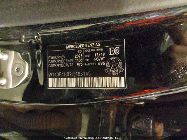 W1K3F4HB2LJ188145 Mercedes-Benz A-Class