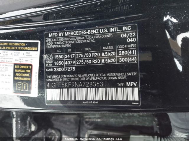 4JGFF5KE9NA728363 Mercedes-Benz m256