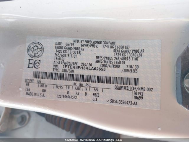 1FTER4FH3KLA62655 Ford Ranger Xl/xlt/lariat