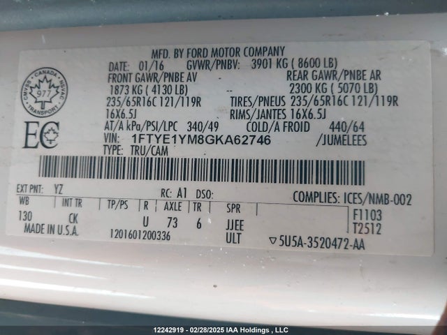 1FTYE1YM8GKA62746 Ford 2016