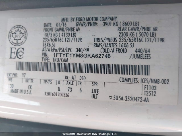 1FTYE1YM8GKA62746 Ford 2016