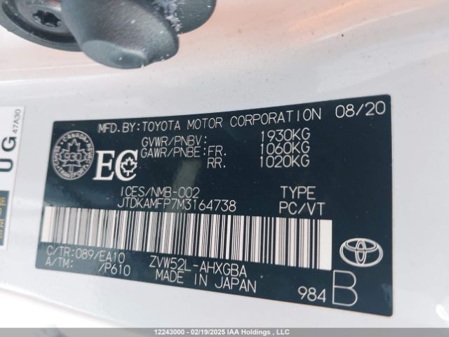 JTDKAMFP7M3164738 Toyota Prius