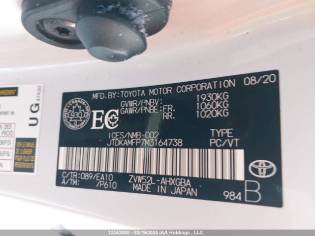 JTDKAMFP7M3164738 Toyota Prius