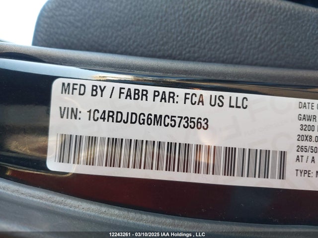 1C4RDJDG6MC573563 Dodge Durango