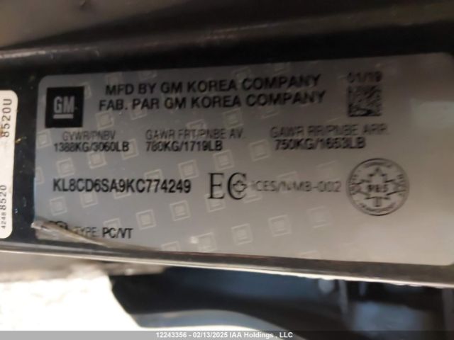 KL8CD6SA9KC774249 Chevrolet SPARK 1LT