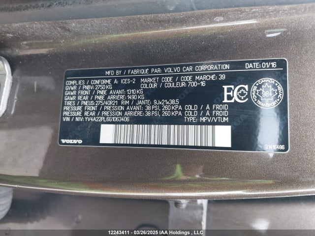 YV4A22PL6G1063406 Volvo b4204t27