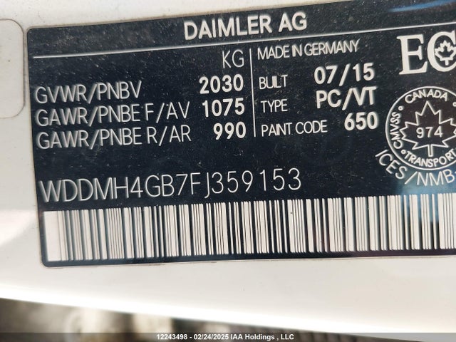 WDDMH4GB7FJ359153 Mercedes-Benz B-Class