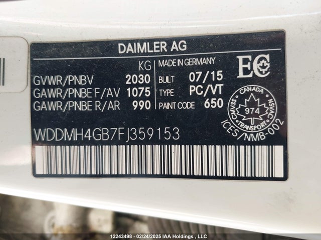 WDDMH4GB7FJ359153 Mercedes-Benz B-Class