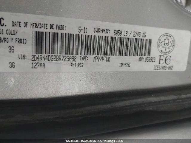 Продаж на аукціоні авто 2011 Dodge Grand Caravan Se/sxt, vin: 2D4RN4DG2BR725098, номер лоту: 12244638