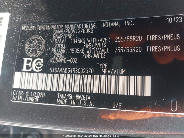 5TDAAAB64RS002370 Lexus Tx 350