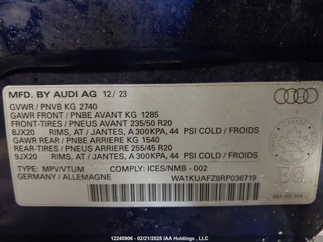 WA1KUAFZ8RP036719 Audi Q4 E-tron Premium
