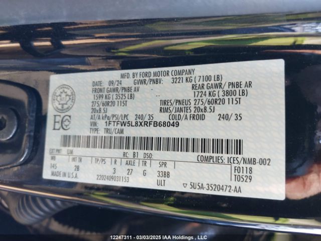 1FTFW5L8XRFB68049 Ford gtdi