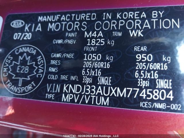 KNDJ33AUXM7745804 KIA mpi nu