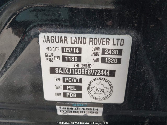 Jaguar s/c ulev 2014 SAJXJ1CD8E8V72444 Image 9