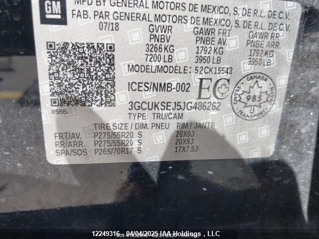 3GCUKSEJ5JG486262 Chevrolet l86 - sidi: spark ignited direct injection, vvt: variable valve timing, afm, e85 max, alum