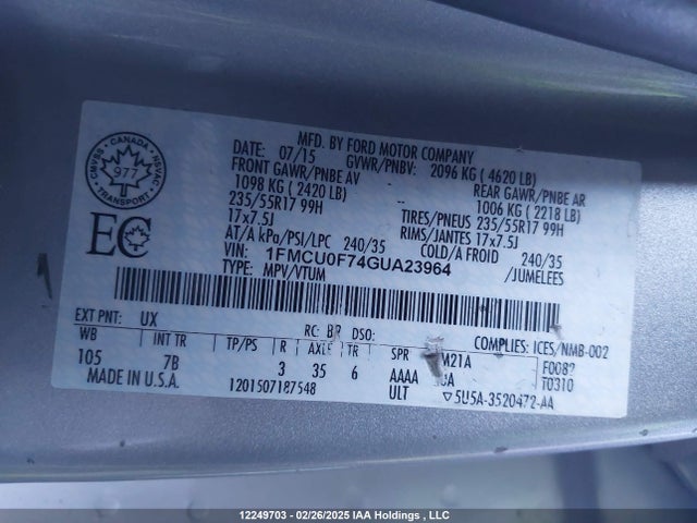 1FMCU0F74GUA23964 Ford Escape