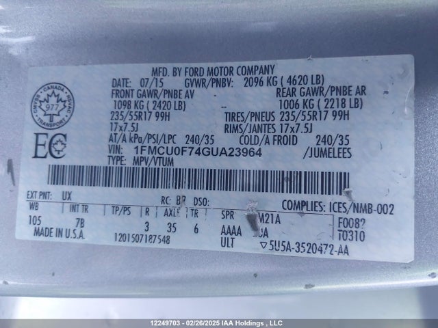 1FMCU0F74GUA23964 Ford Escape