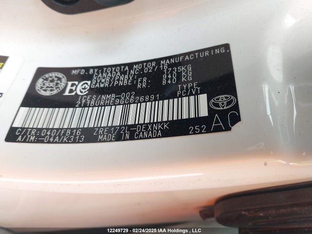 2T1BURHE9GC626891 Toyota Corolla
