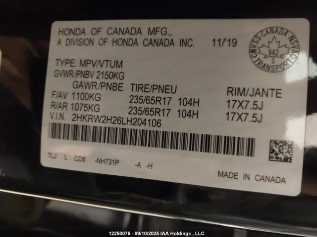 2HKRW2H26LH204106 Honda l15be