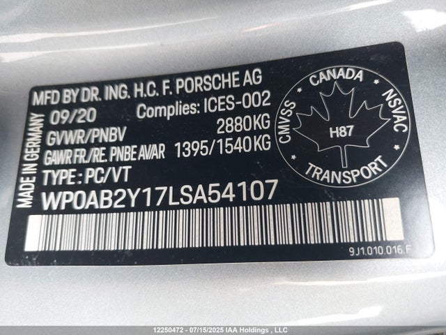 Porsche 2020 2020 WP0AB2Y17LSA54107 Image 19