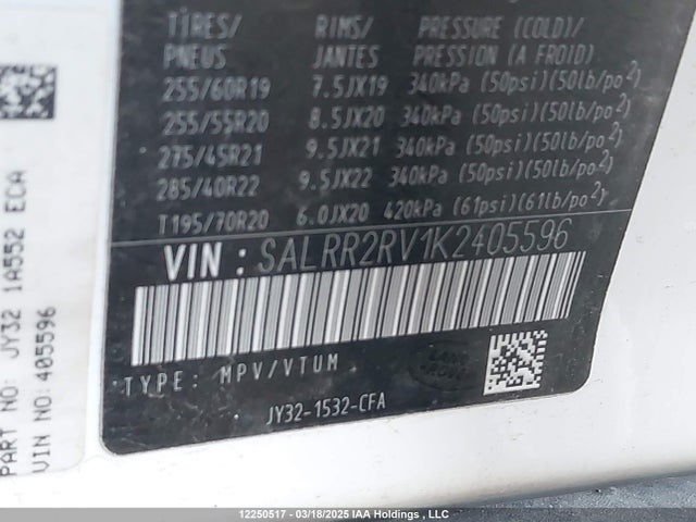 Land Rover aj126 2019 SALRR2RV1K2405596 Image 9