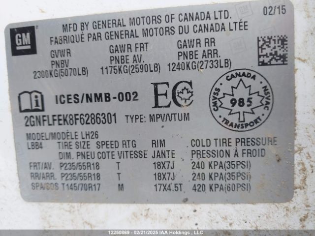 2GNFLFEK8F6286301 Chevrolet Equinox