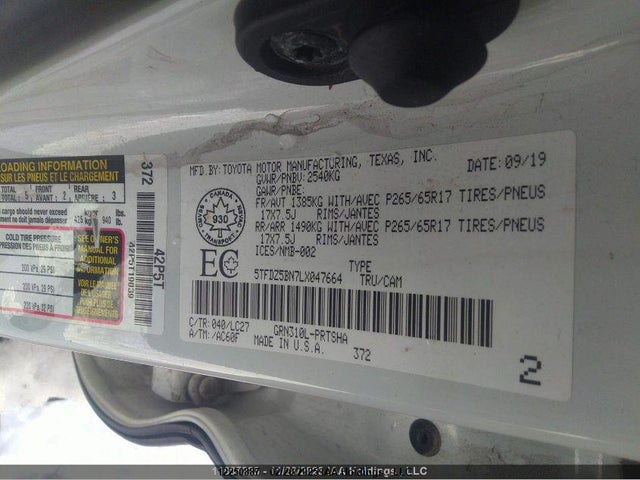 5TFDZ5BN7LX047664 Toyota 2gr-fks