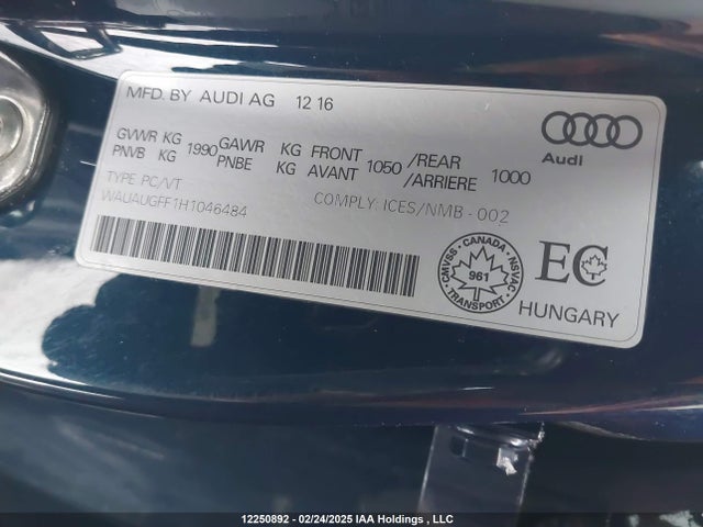 WAUAUGFF1H1046484 Audi A3