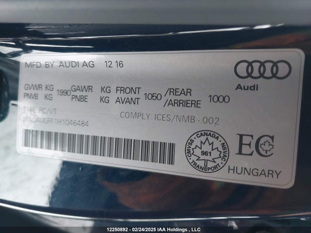 WAUAUGFF1H1046484 Audi A3