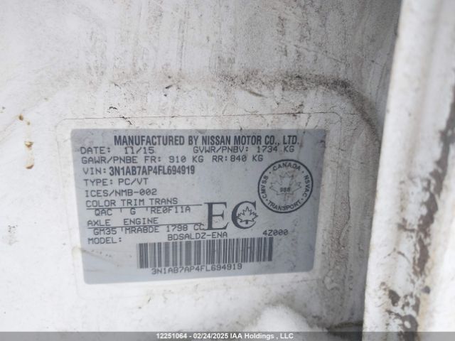 3N1AB7AP4FL694919 Nissan Sentra S/sv/sr/sl