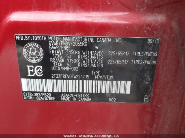 2T3ZFREV0FW221715 Toyota RAV4 LE