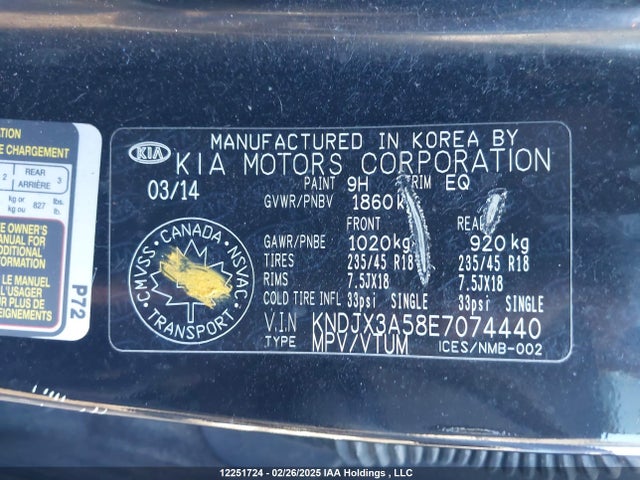 KIA dohc gdi nu 2014 KNDJX3A58E7074440 Image 9