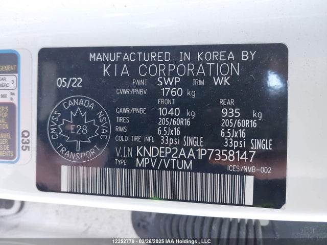 KNDEP2AA1P7358147 KIA nu