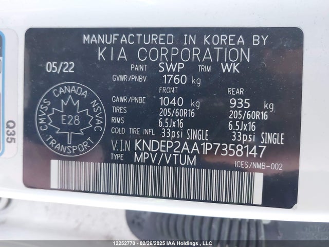 KNDEP2AA1P7358147 KIA nu