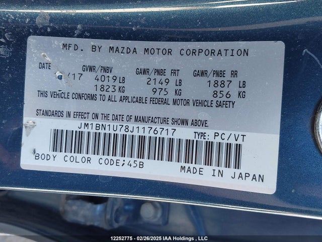 JM1BN1U78J1176717 Mazda pe