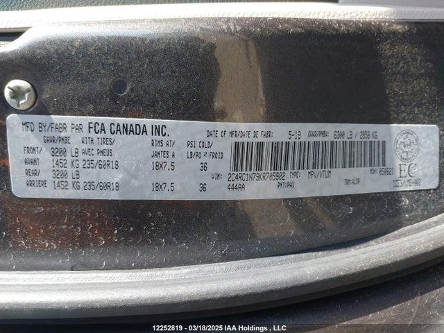 2C4RC1N79KR705902 Chrysler Pacifica