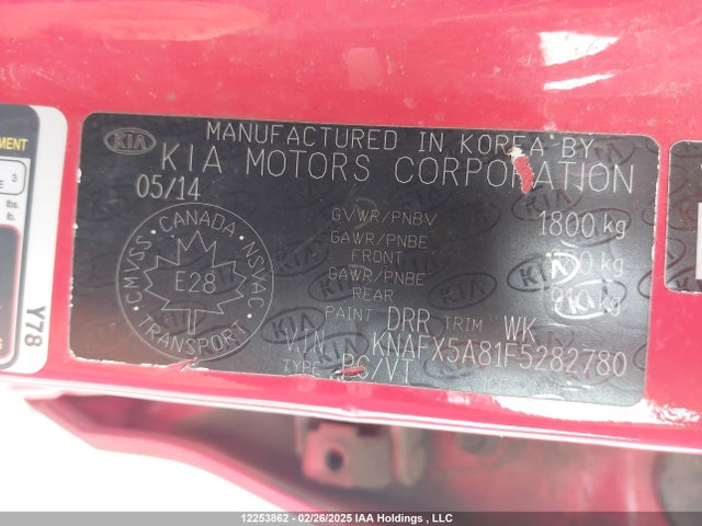 KNAFX5A81F5282780 KIA dohc gdi nu