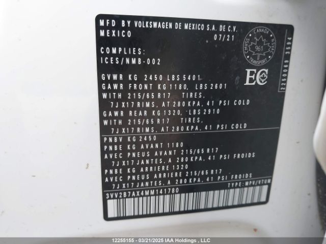 3VV2B7AX4MM141780 Volkswagen Tiguan