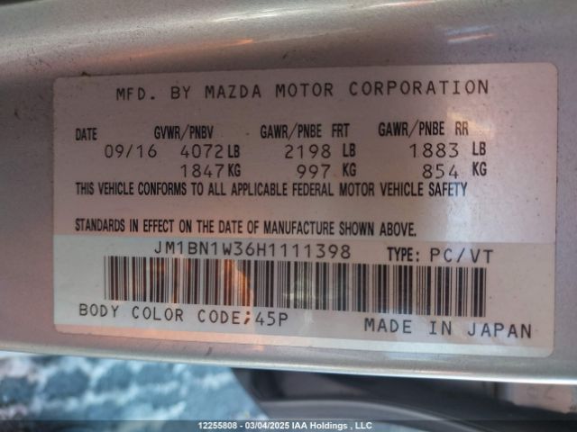 JM1BN1W36H1111398 Mazda 3 Grand Touring