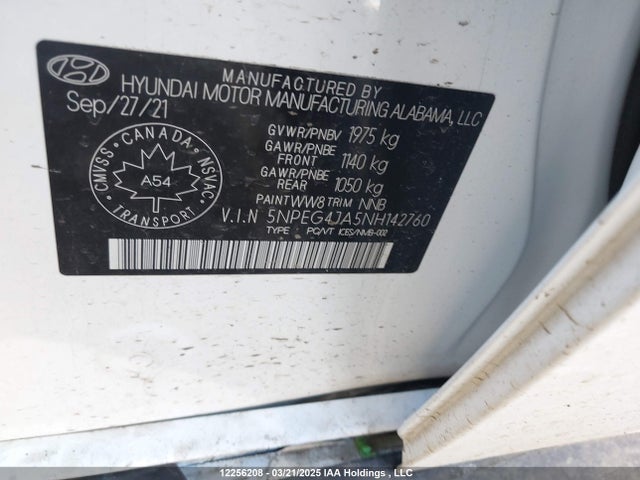 5NPEG4JA5NH142760 Hyundai gdi theta iii