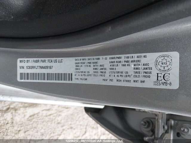RAM 1500 2022 1C6SRFLT7NN409167 Image 9