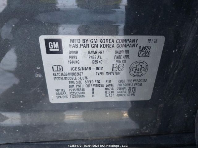 KL4CJASB4HB052627 Buick luv mfi, vvt: variable valve timing, alum, e85 max
