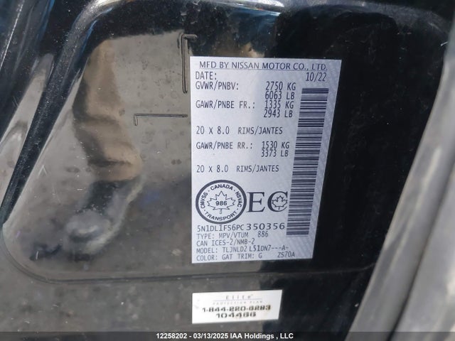 5N1DL1FS6PC350356 Infiniti QX60 LUXE