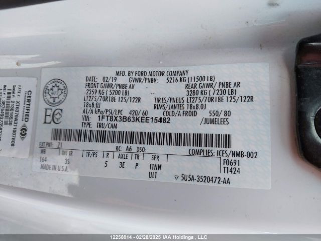 1FT8X3B63KEE15482 Ford F350 Super Duty