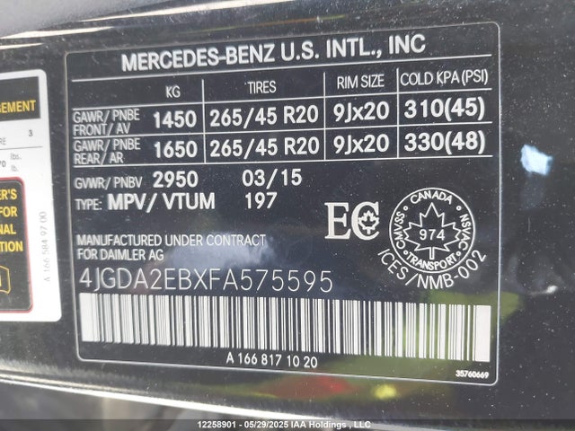 Mercedes-Benz 2015 2015 4JGDA2EBXFA575595 Image 19