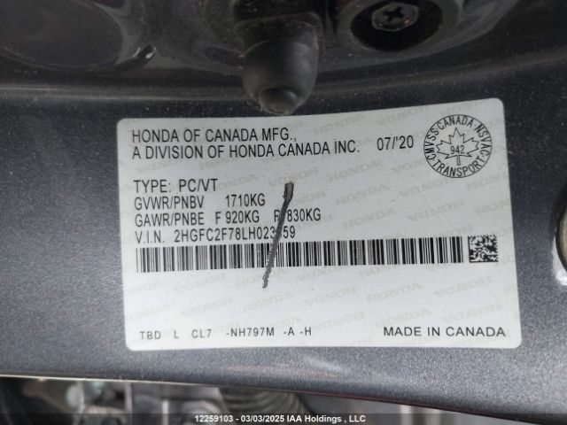 2HGFC2F78LH023559 Honda k20c2