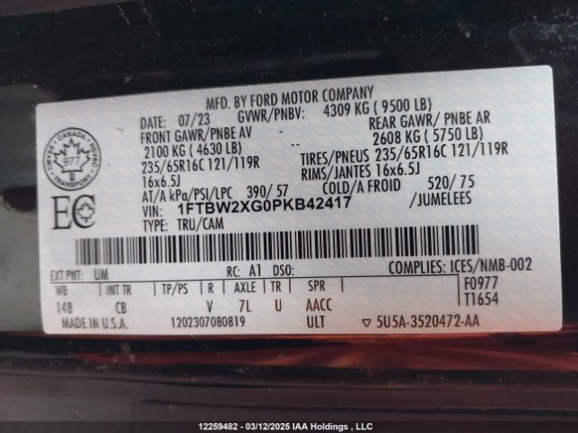1FTBW2XG0PKB42417 Ford 2023